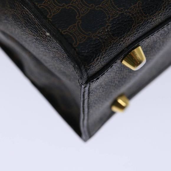 CELINE Macadam Canvas Hand Bag PVC Brown Black Auth 67089 - Picture 16 of 16